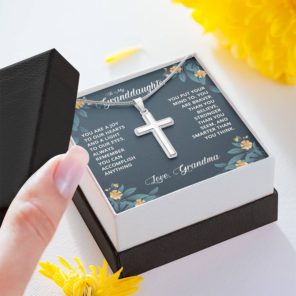 NecklesStainless Cross GranddaughterWear your faith proudly with this stunning artisan-crafted Stainless Steel Cross Necklace. Perfect for special occasions or everyday wear, our Cross Necklace is a woStainless Cross Granddaughter