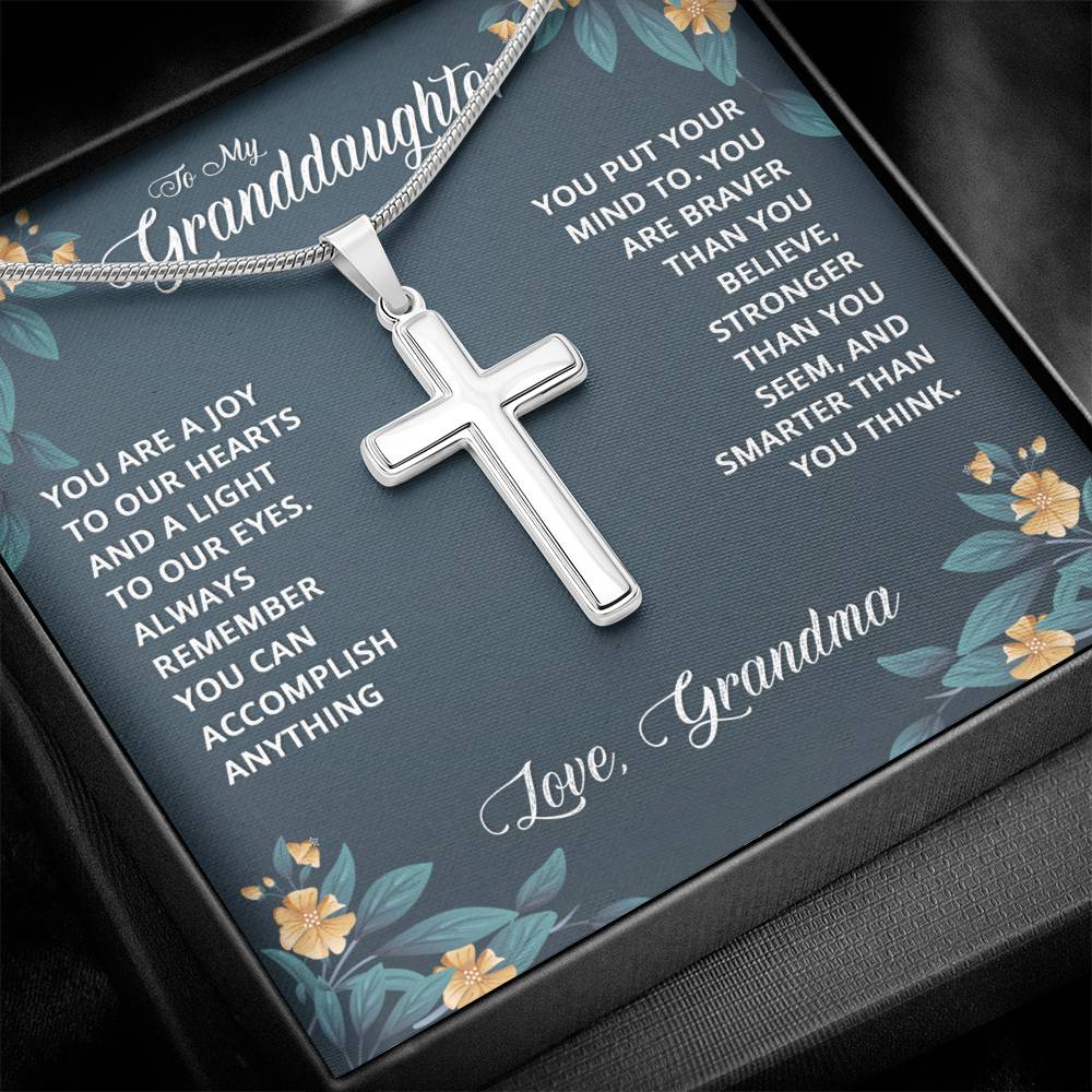 NecklesStainless Cross GranddaughterWear your faith proudly with this stunning artisan-crafted Stainless Steel Cross Necklace. Perfect for special occasions or everyday wear, our Cross Necklace is a woStainless Cross Granddaughter