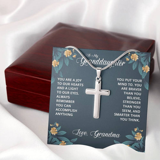 NecklesStainless Cross GranddaughterWear your faith proudly with this stunning artisan-crafted Stainless Steel Cross Necklace. Perfect for special occasions or everyday wear, our Cross Necklace is a woStainless Cross Granddaughter