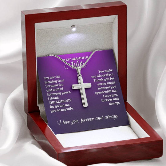 NecklesStainless Cross WifeWear your faith proudly with this stunning artisan-crafted Stainless Steel Cross Necklace. Perfect for special occasions or everyday wear, our Cross Necklace is a woStainless Cross Wife