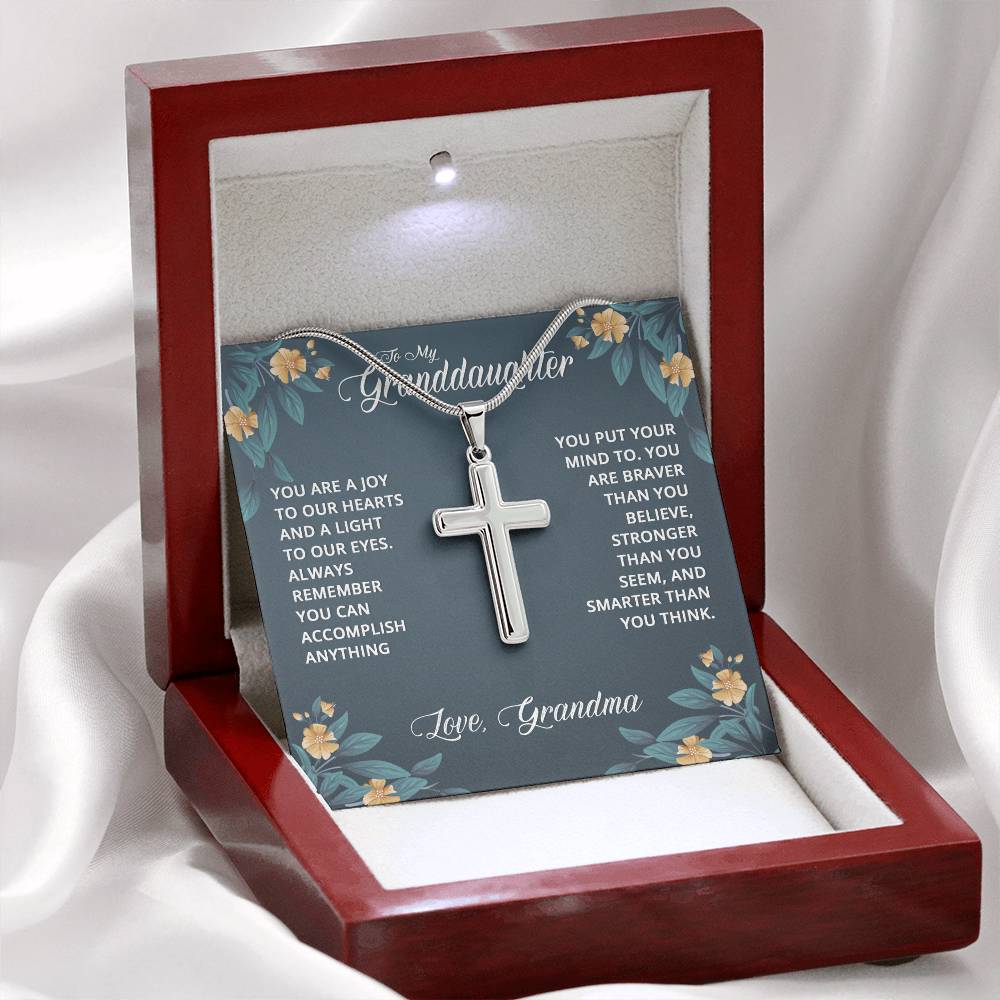 NecklesStainless Cross GranddaughterWear your faith proudly with this stunning artisan-crafted Stainless Steel Cross Necklace. Perfect for special occasions or everyday wear, our Cross Necklace is a woStainless Cross Granddaughter