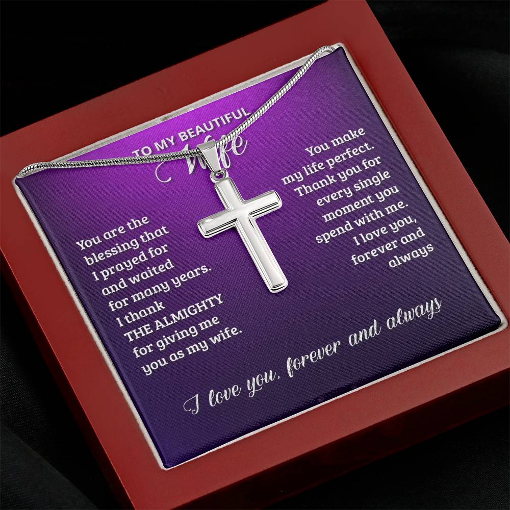 NecklesStainless Cross WifeWear your faith proudly with this stunning artisan-crafted Stainless Steel Cross Necklace. Perfect for special occasions or everyday wear, our Cross Necklace is a woStainless Cross Wife