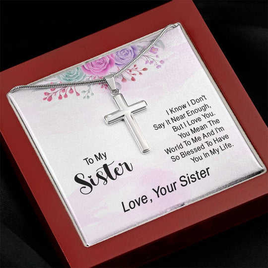 NecklesStainless Cross SisterWear your faith proudly with this stunning artisan-crafted Stainless Steel Cross Necklace. Perfect for special occasions or everyday wear, our Cross Necklace is a woStainless Cross Sister