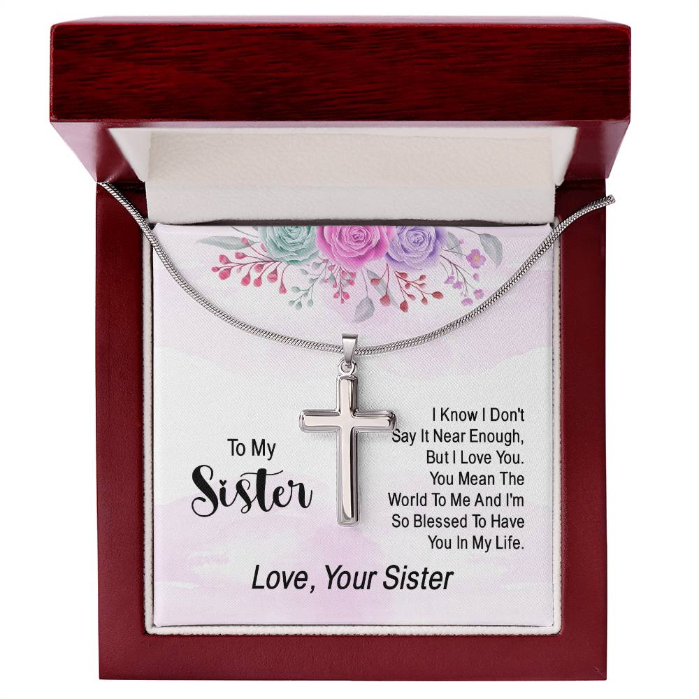 NecklesStainless Cross SisterWear your faith proudly with this stunning artisan-crafted Stainless Steel Cross Necklace. Perfect for special occasions or everyday wear, our Cross Necklace is a woStainless Cross Sister